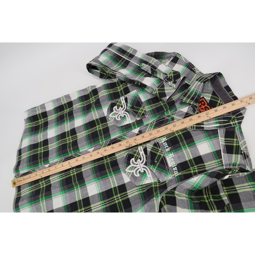 Rock Revival Button Down Shirt Mens Large Green Plaid Contrast Stitch BLE002 - Picture 10 of 11